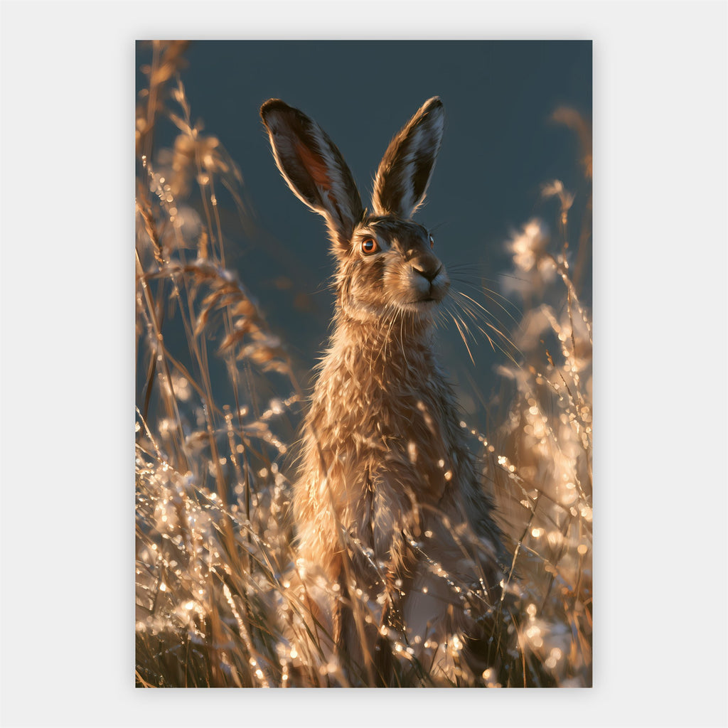 Feldhase im Abendlicht Poster – Freisteller