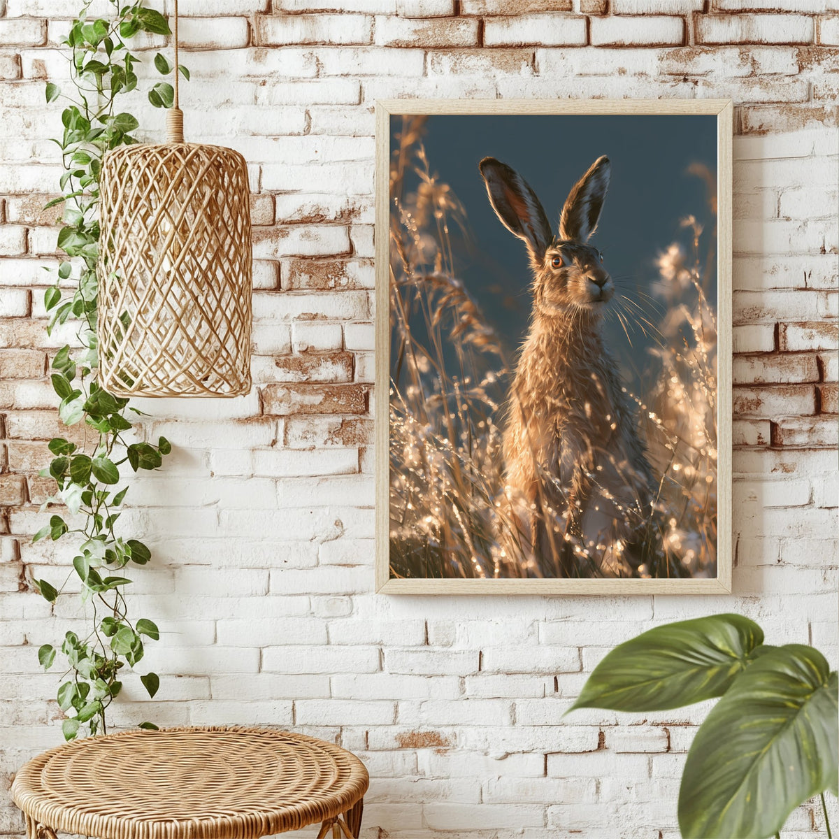 Feldhase im Abendlicht Poster – Raumansicht 1