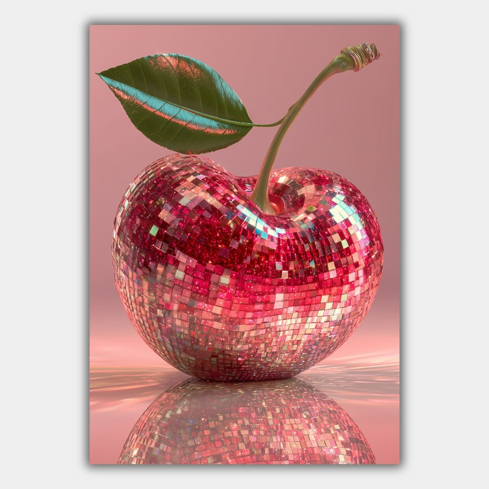 Discokugel Kirsche Glitzer Poster – Produktansicht 1