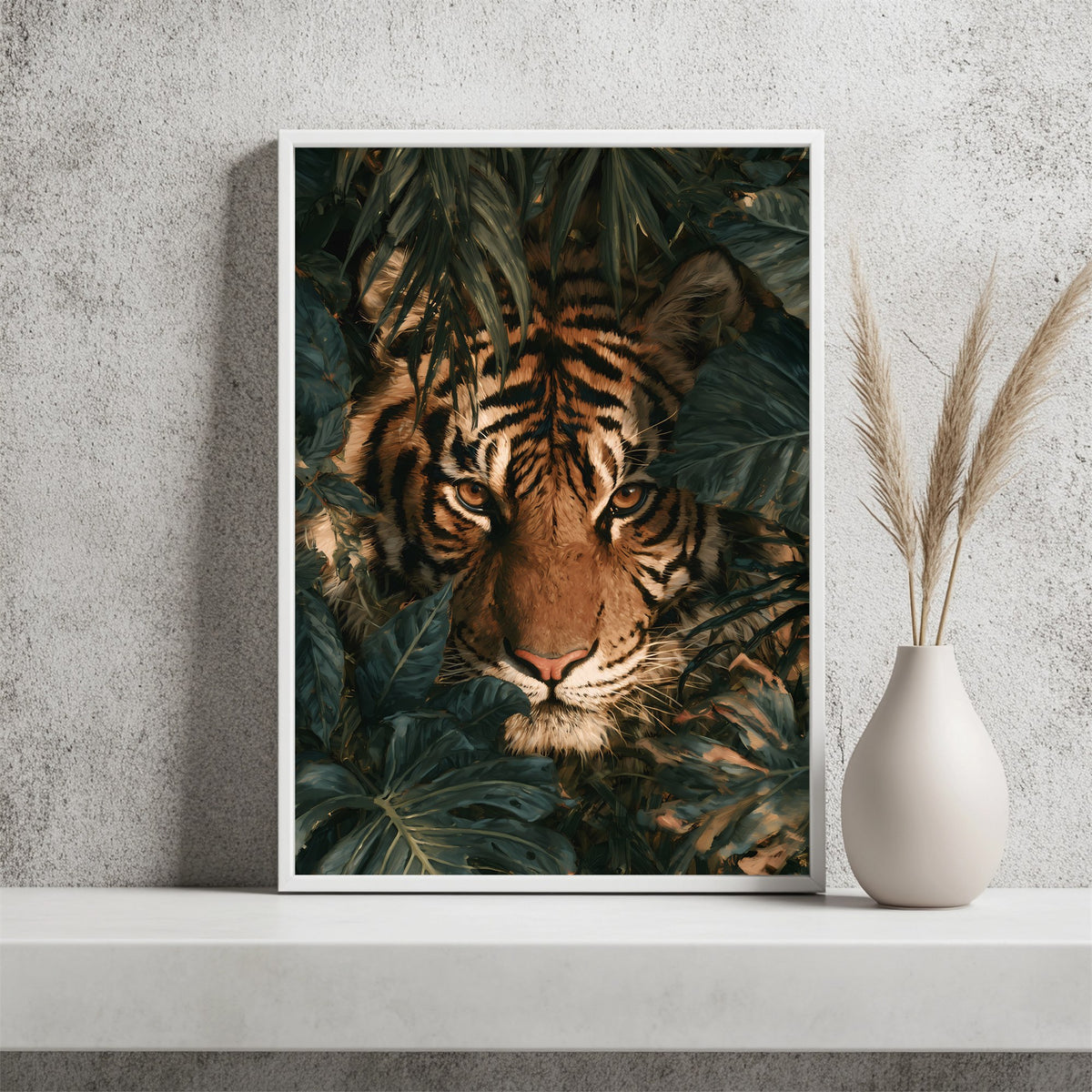 Tiger im Blätterdschungel Poster – Raumansicht 2