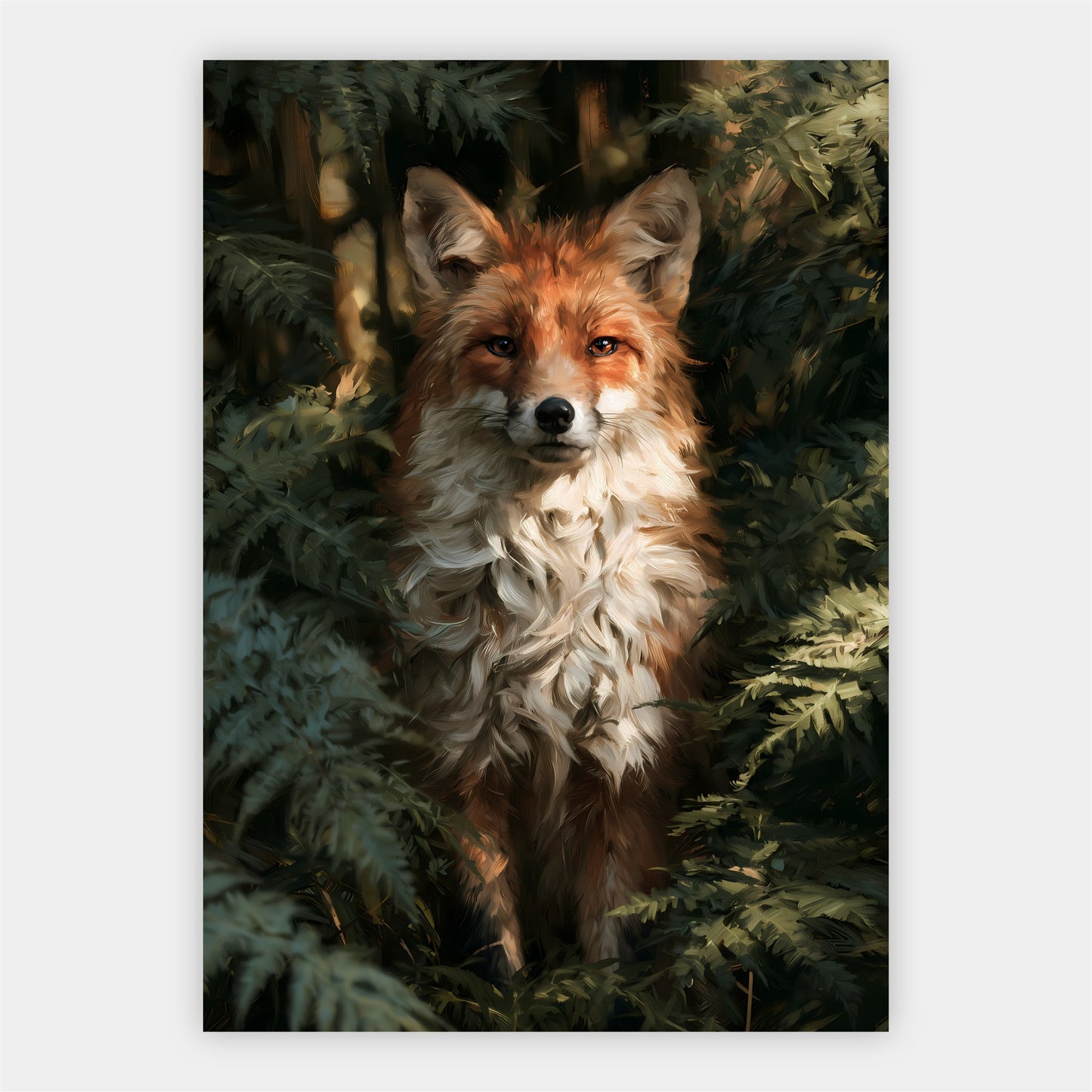 Rotfuchs im Farn Poster – Freisteller