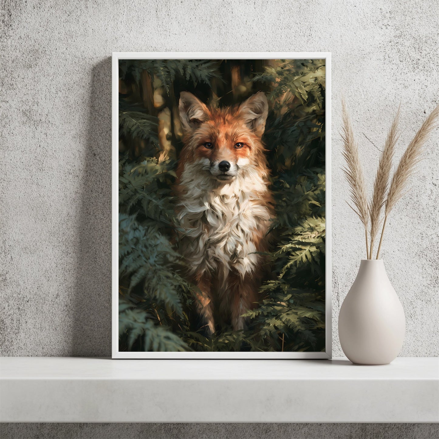Rotfuchs im Farn Poster – Raumansicht 2