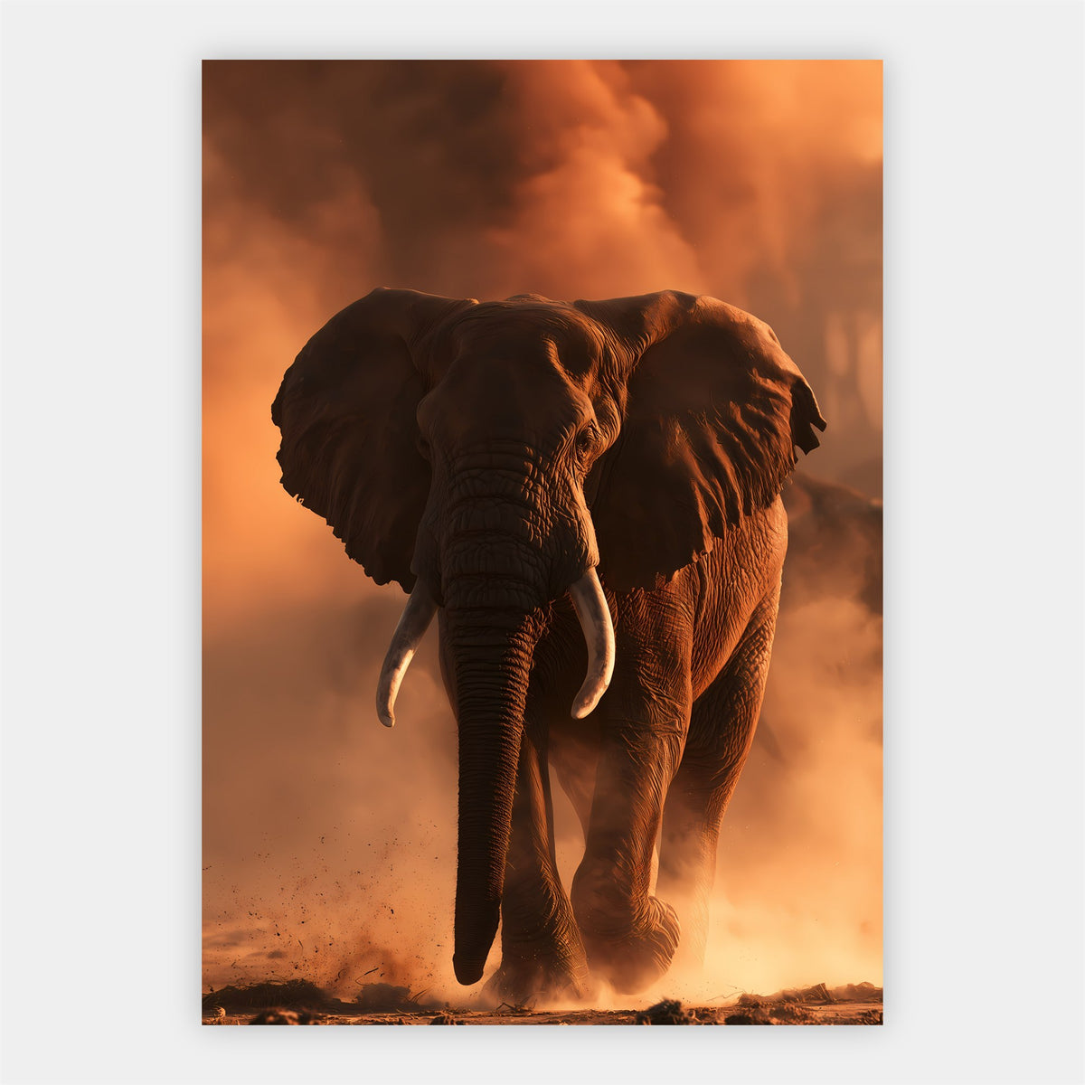 Elefant im Staub Poster – Freisteller