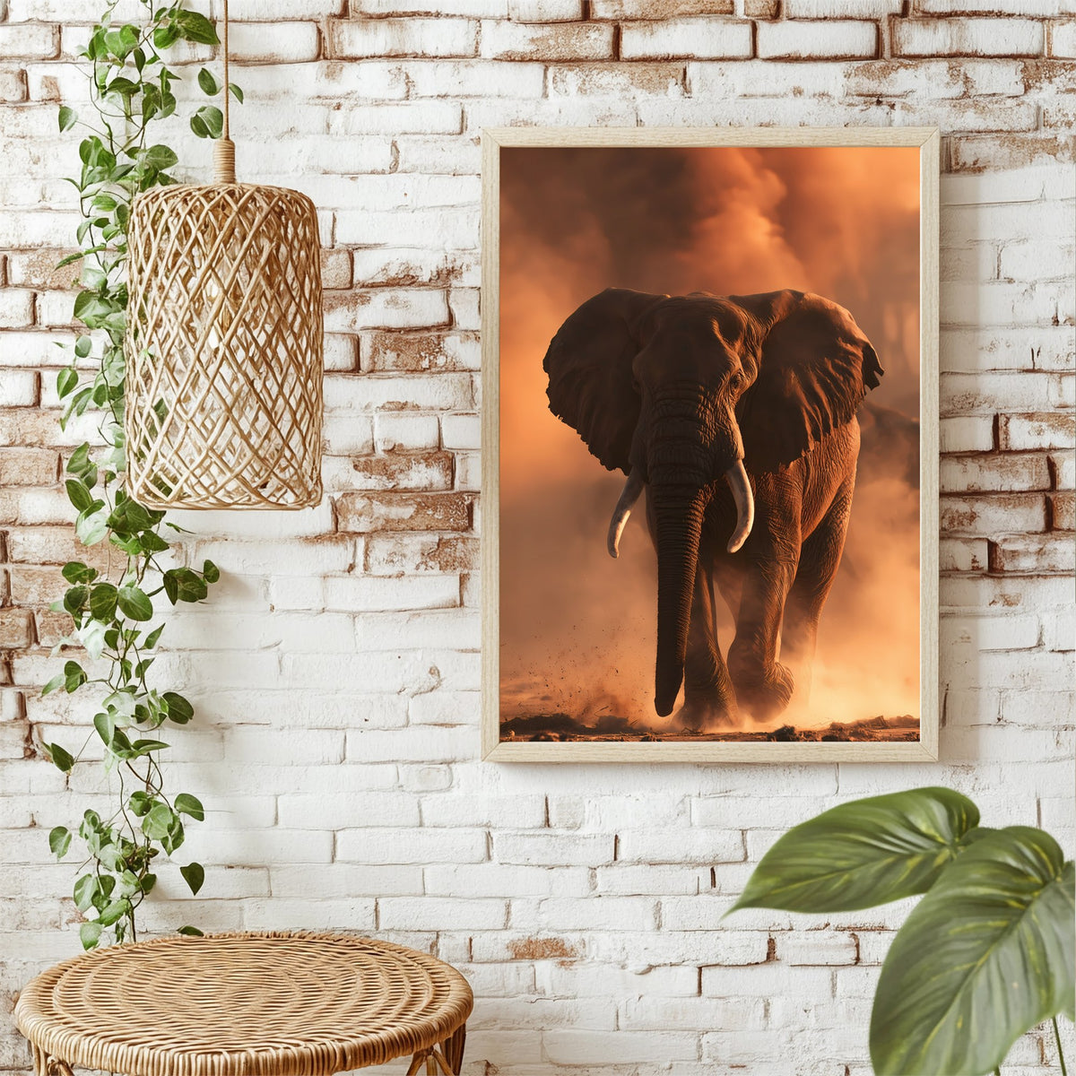 Elefant im Staub Poster – Raumansicht 1