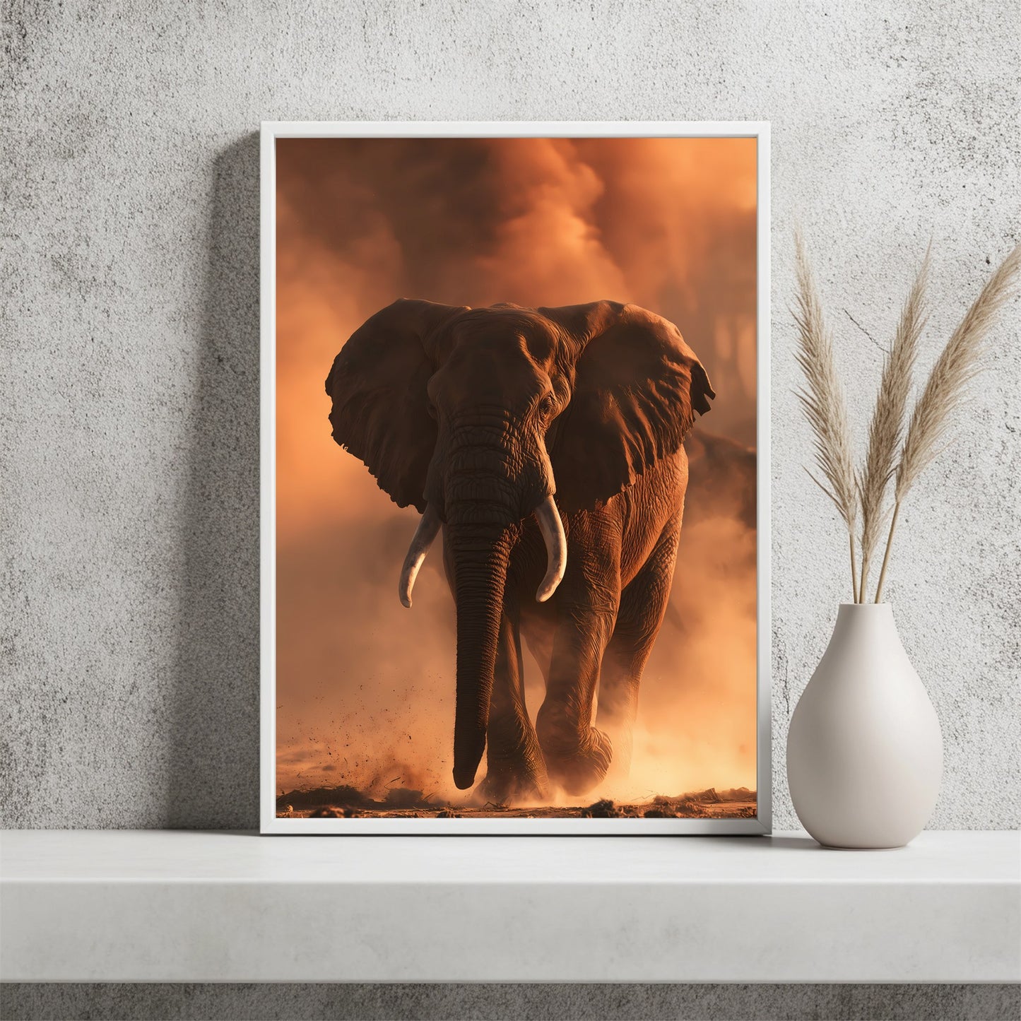 Elefant im Staub Poster – Raumansicht 2