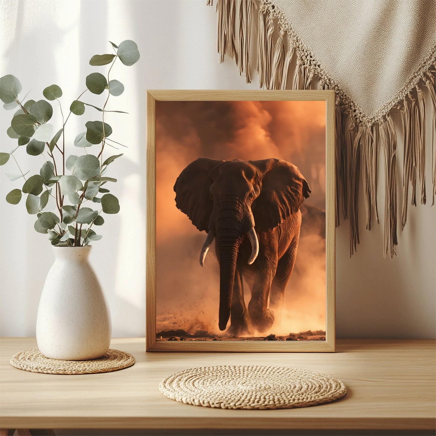 Elefant im Staub Poster – Raumansicht 3