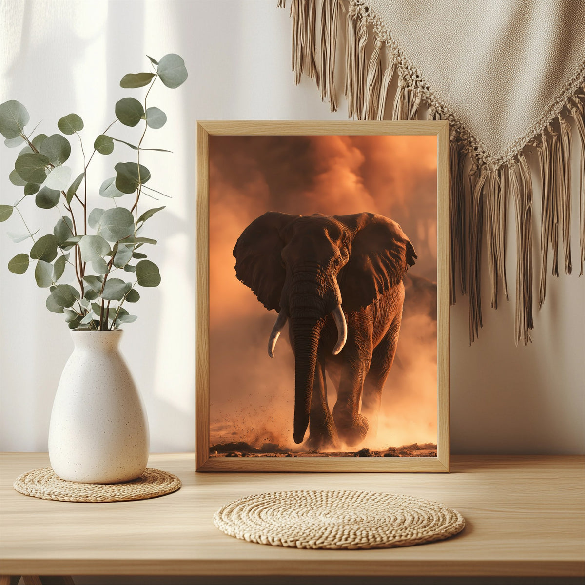 Elefant im Staub Poster – Raumansicht 3