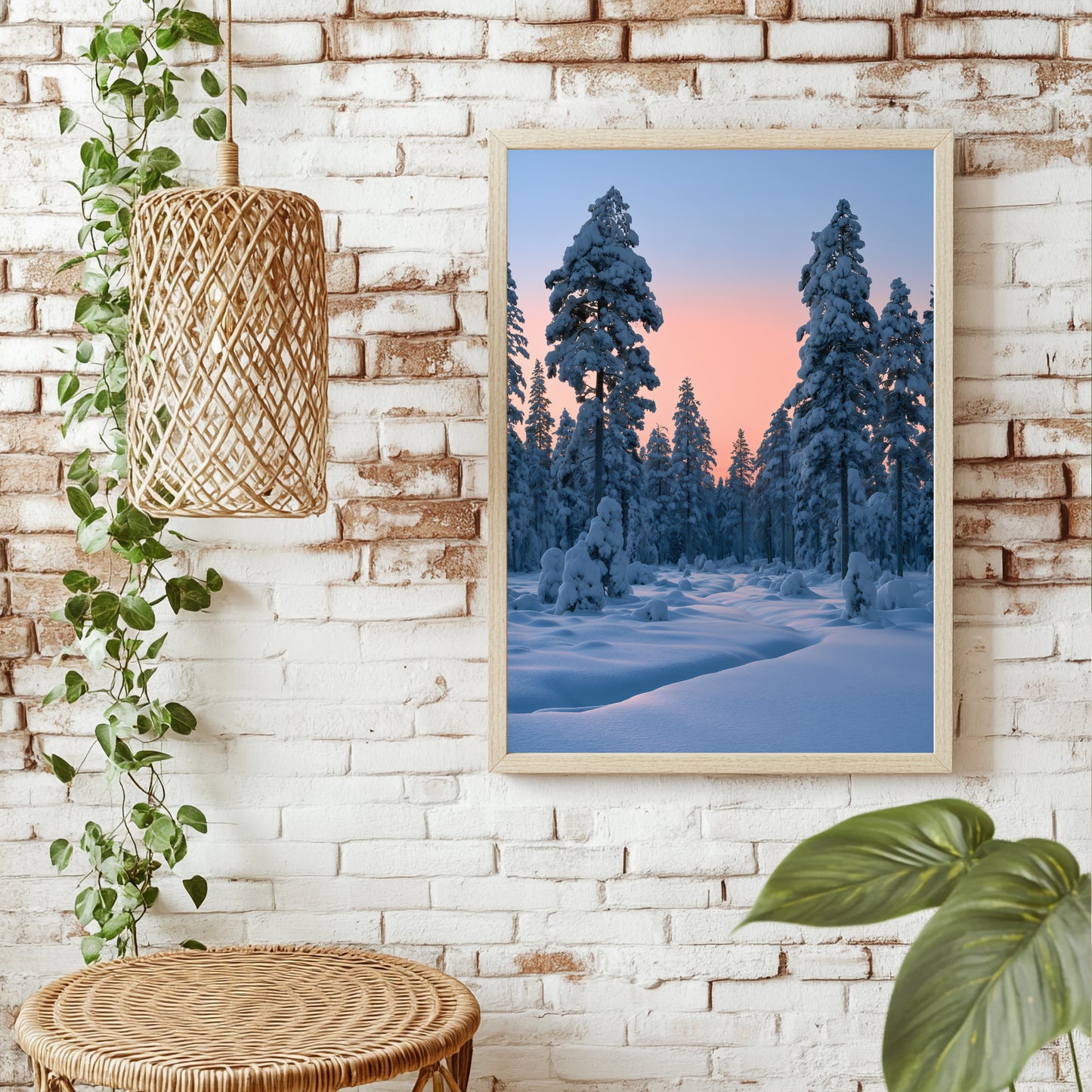 Verschneiter Kiefernwald Poster – Raumansicht 1