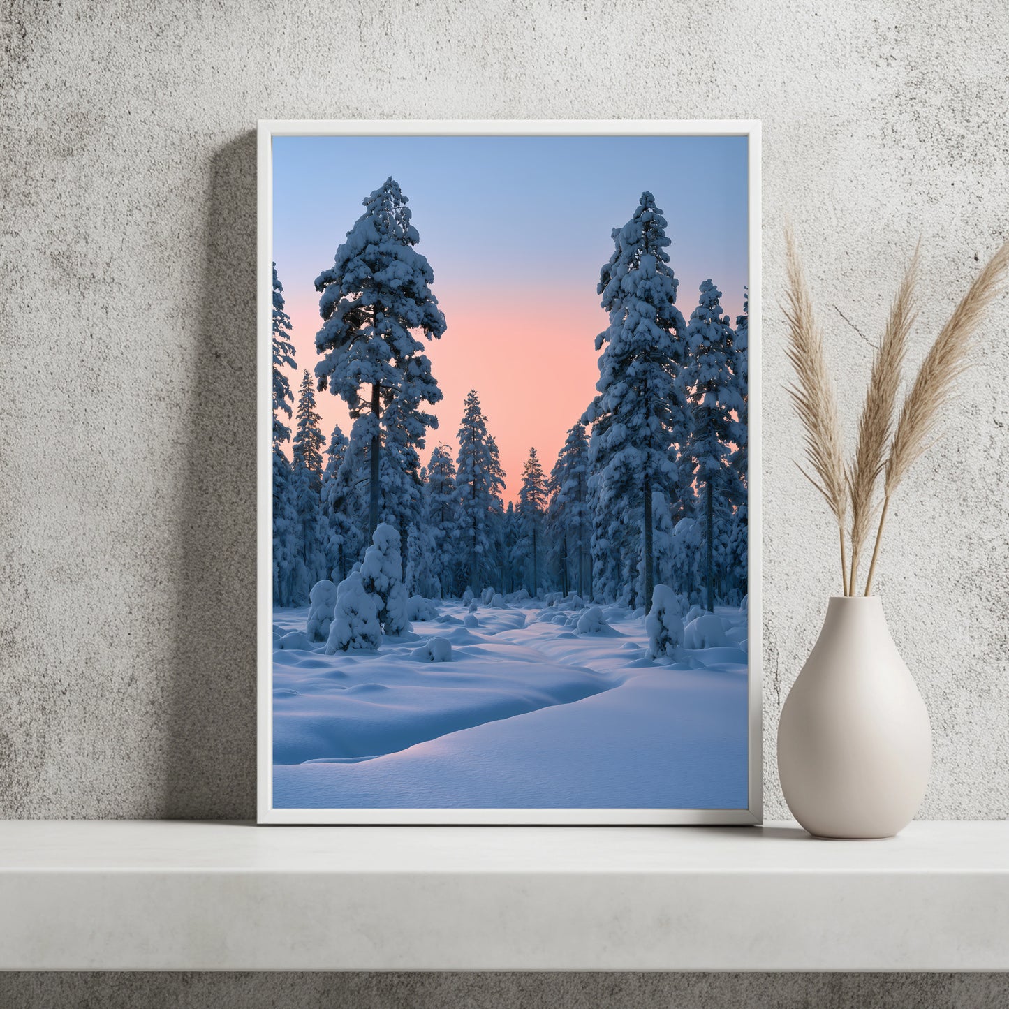 Verschneiter Kiefernwald Poster – Raumansicht 2