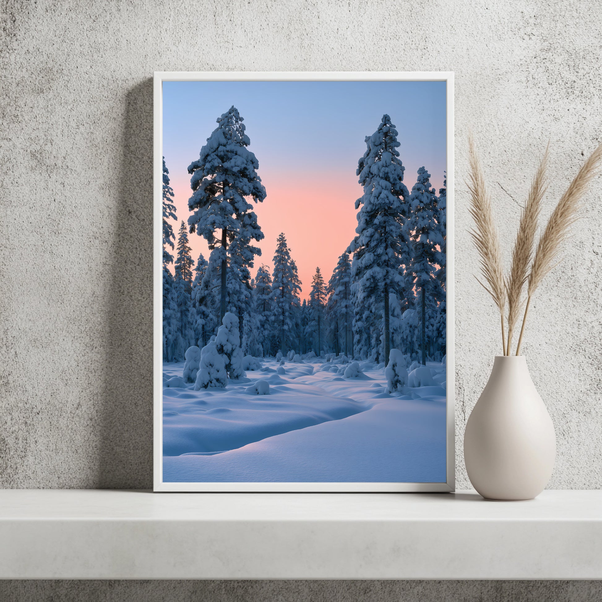 Verschneiter Kiefernwald Poster – Raumansicht 2