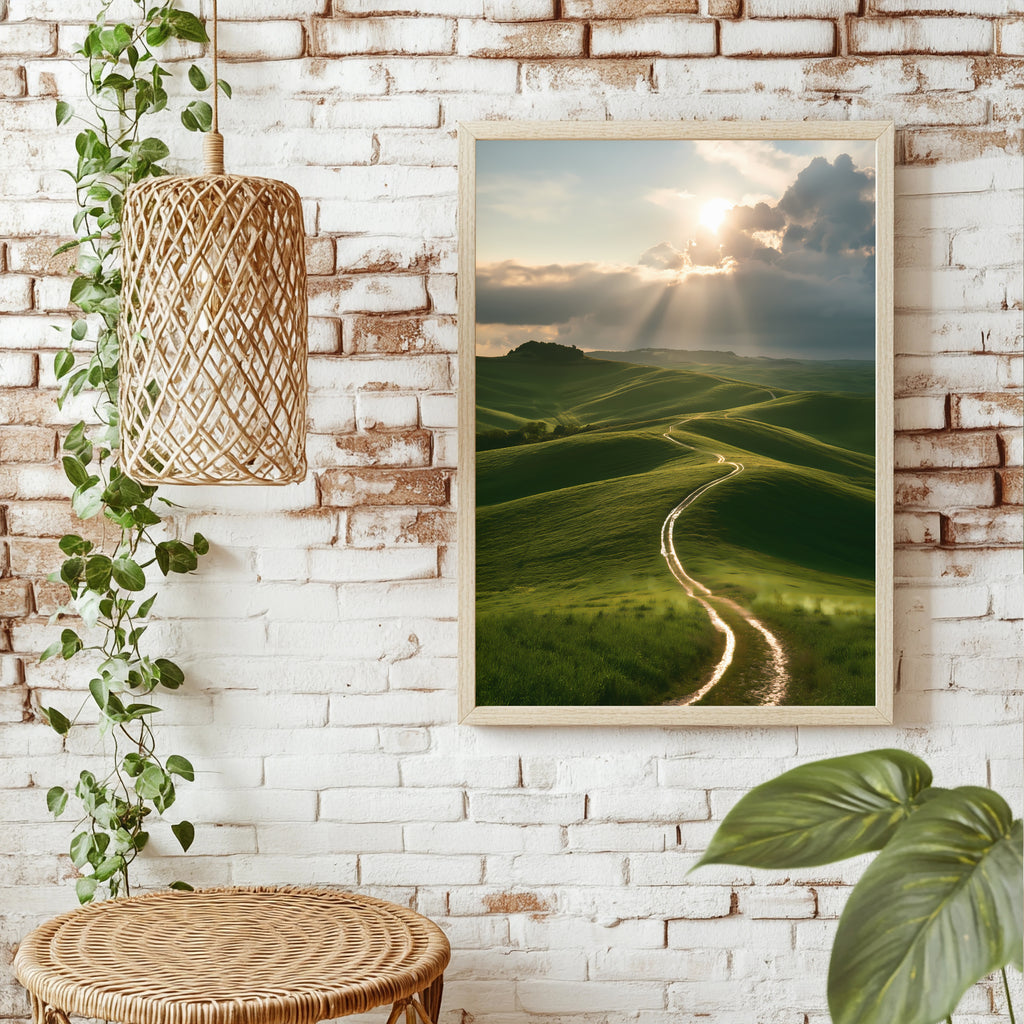 Grüne Hügellandschaft Poster – Raumansicht 1