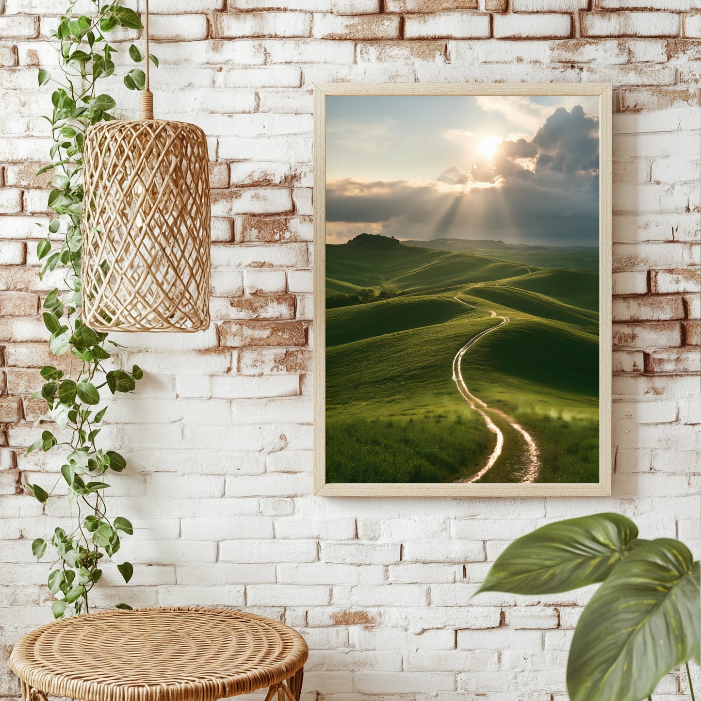 Grüne Hügellandschaft Poster – Raumansicht 1