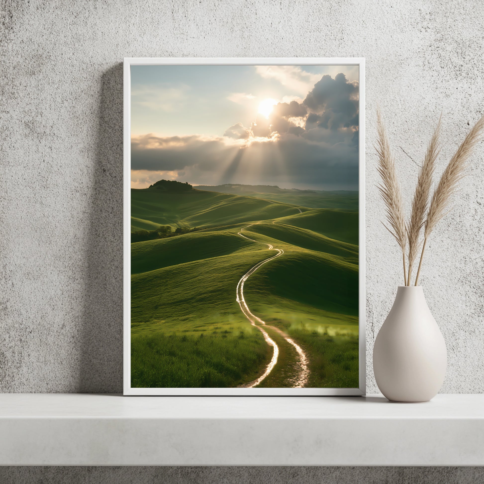 Grüne Hügellandschaft Poster – Raumansicht 2