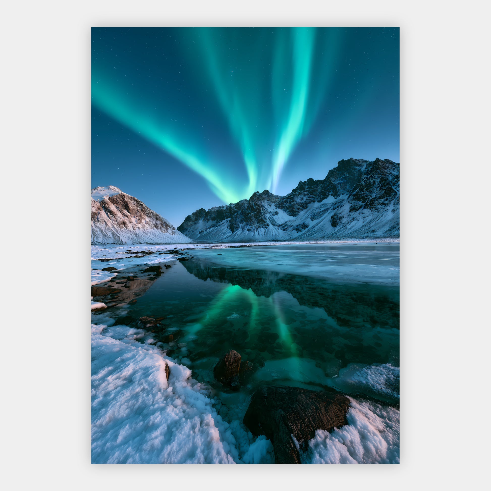 Polarlicht am Eissee Poster – Freisteller