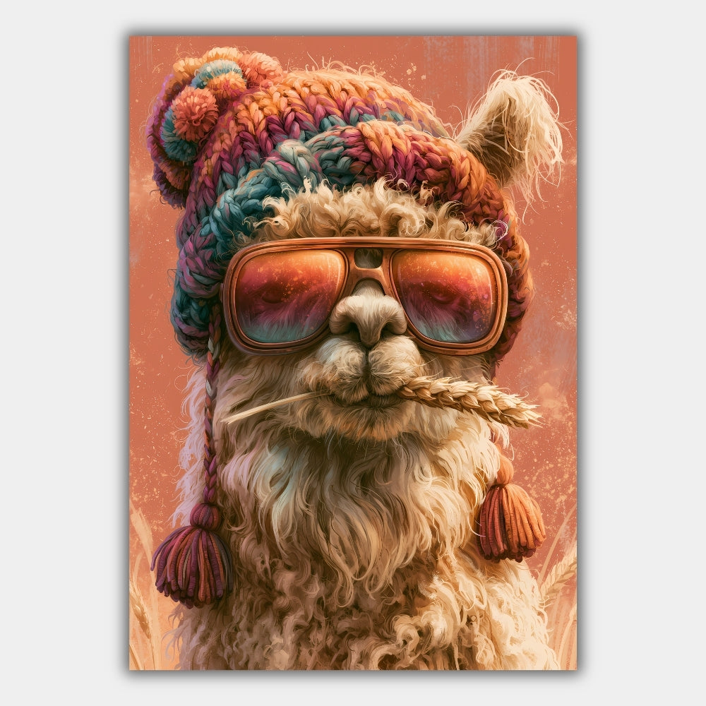 Lustiges Lama Sonnenbrille Poster – Produktansicht 1