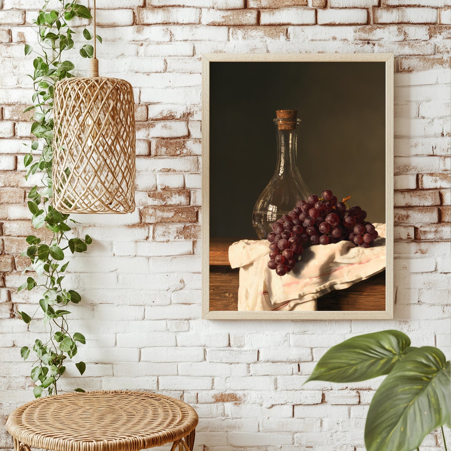 Trauben und Karaffe Poster – Raumansicht 1