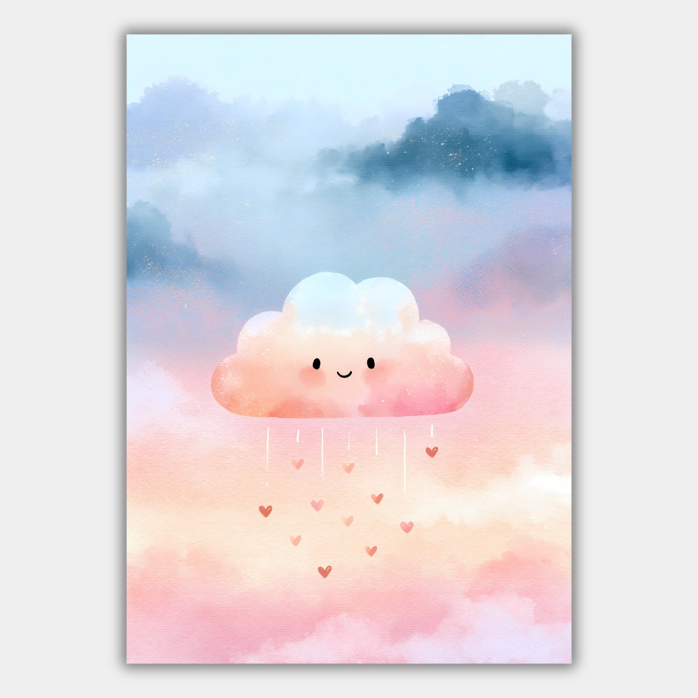 Wolke mit Herzenregen Poster – Produktansicht 1