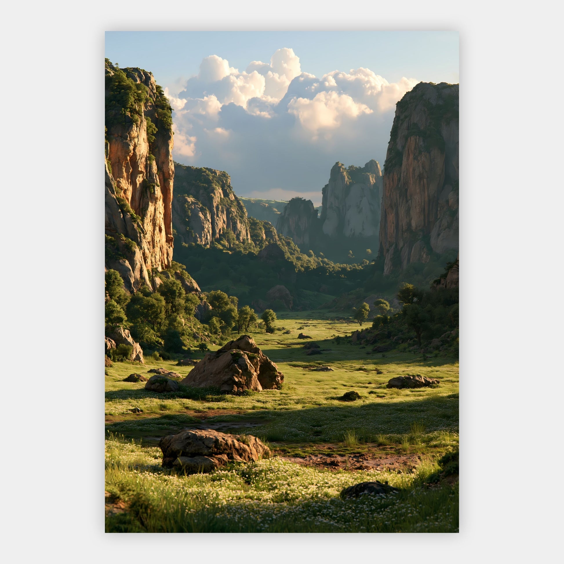 Kalksteintal mit Wildblumen Poster – Freisteller
