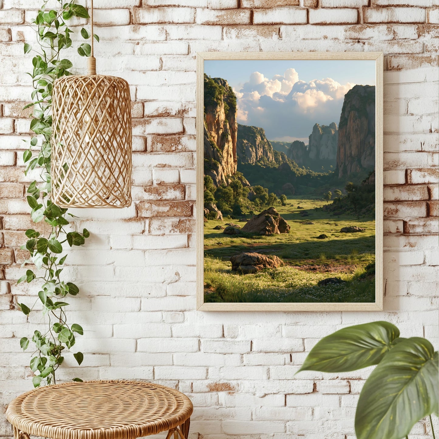 Kalksteintal mit Wildblumen Poster – Raumansicht 1