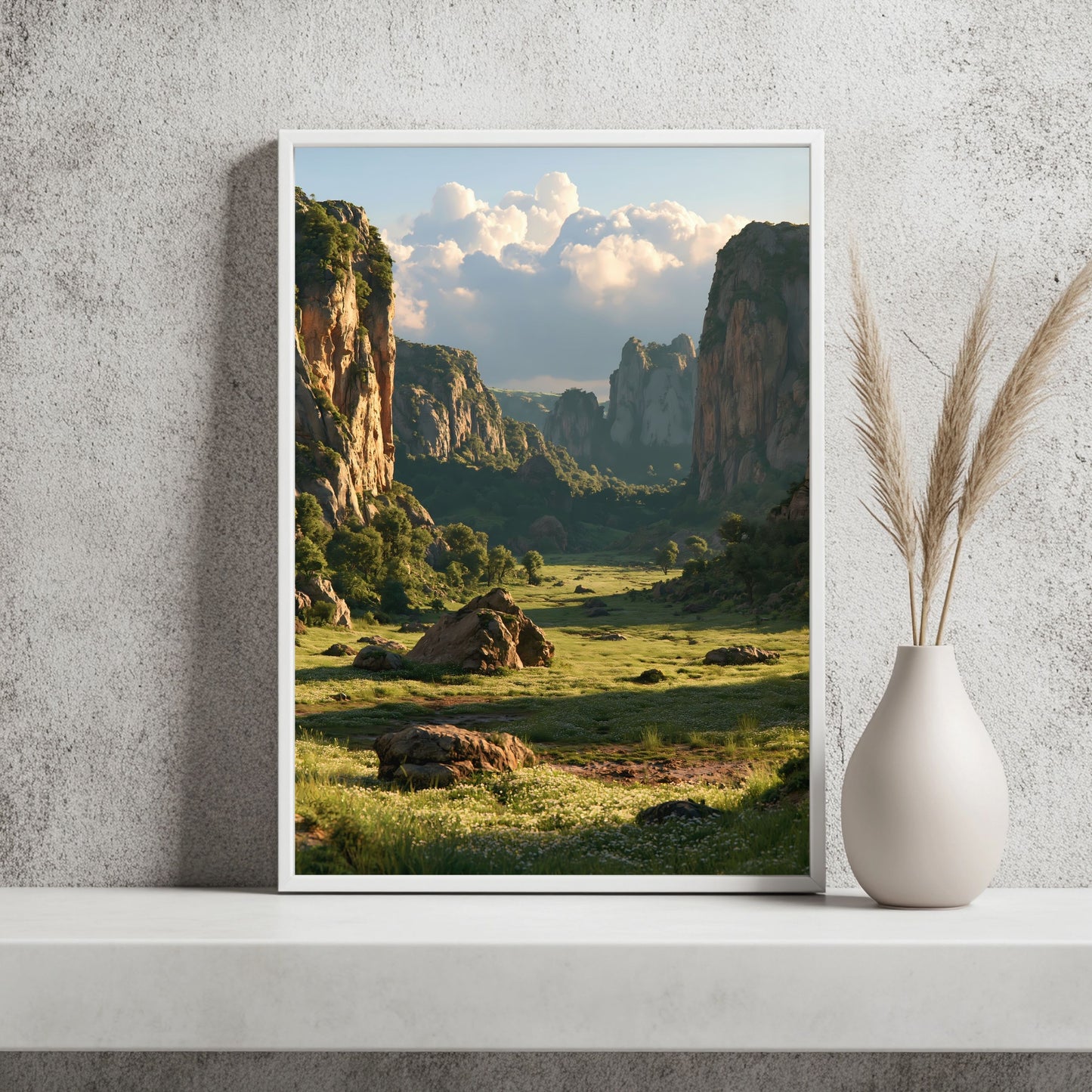 Kalksteintal mit Wildblumen Poster – Raumansicht 2