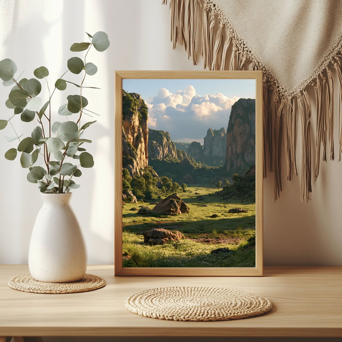 Kalksteintal mit Wildblumen Poster – Raumansicht 3
