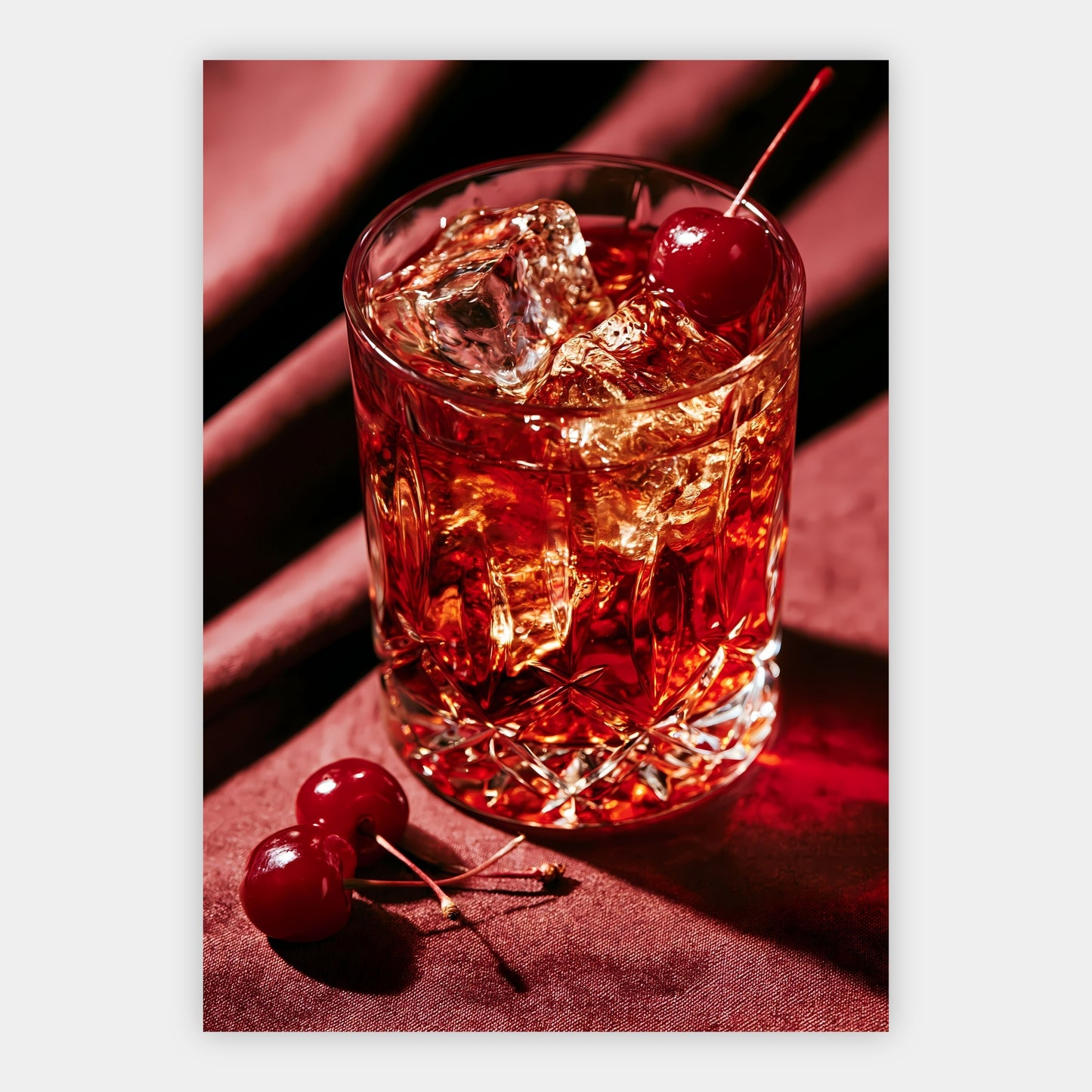 Cocktail und Kirschen Poster – Freisteller