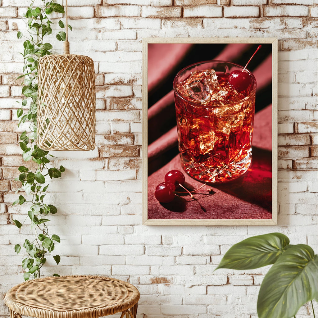 Cocktail und Kirschen Poster – Raumansicht 1