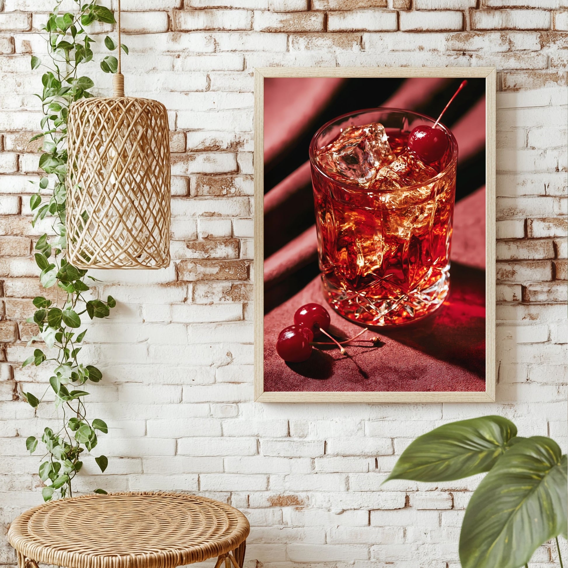 Cocktail und Kirschen Poster – Raumansicht 1
