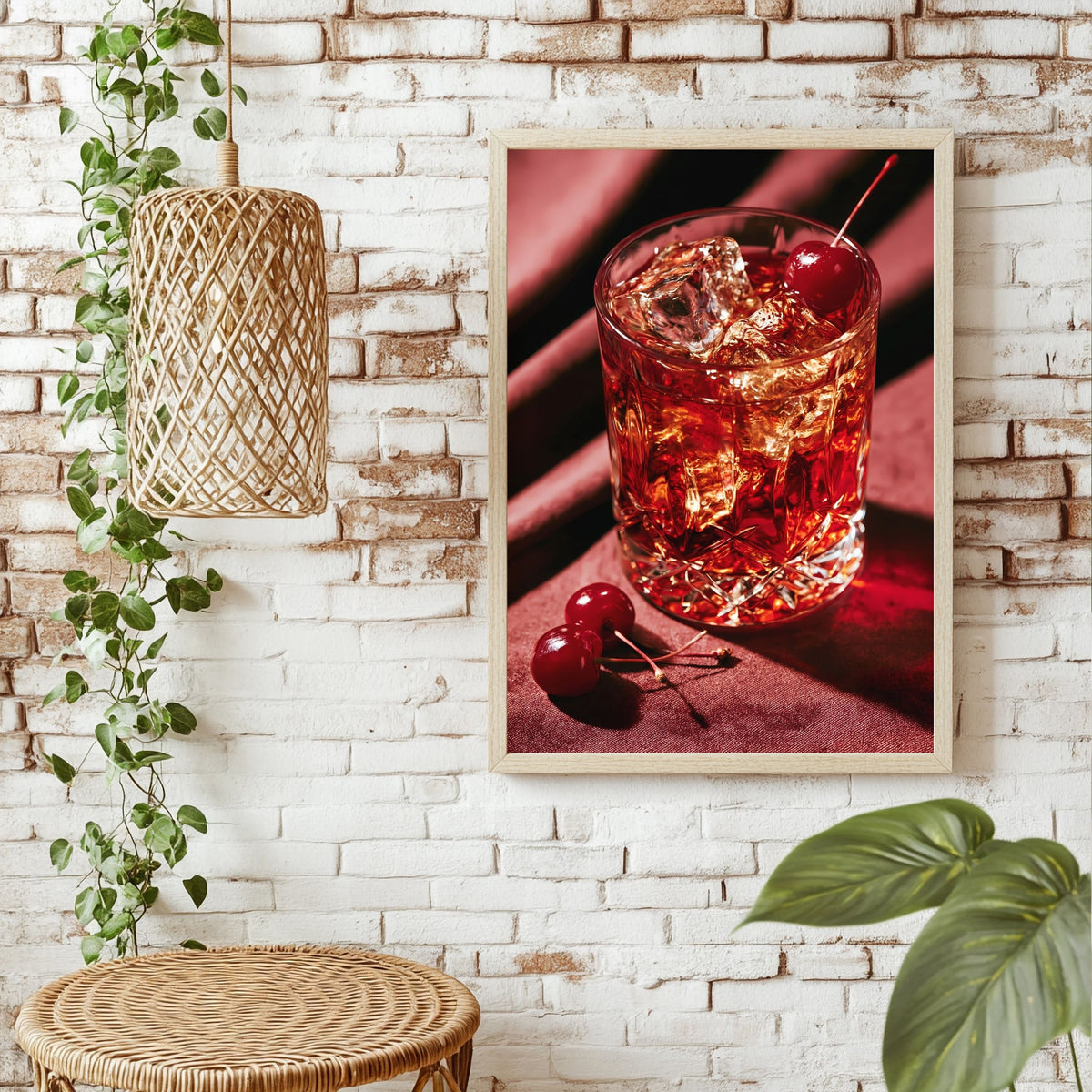 Cocktail und Kirschen Poster – Raumansicht 1