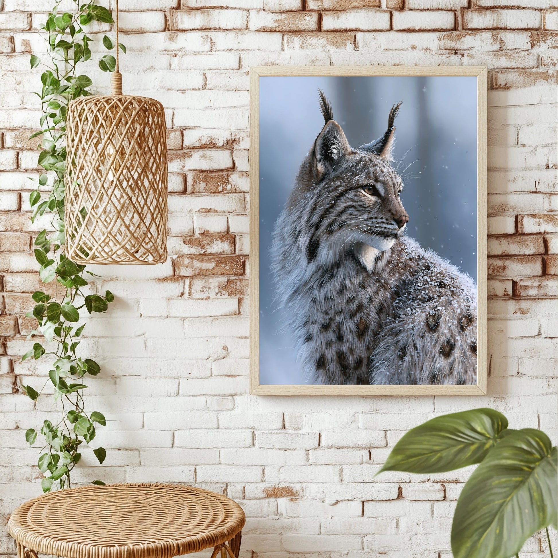 Luchs im Schneelicht Poster – Raumansicht 1