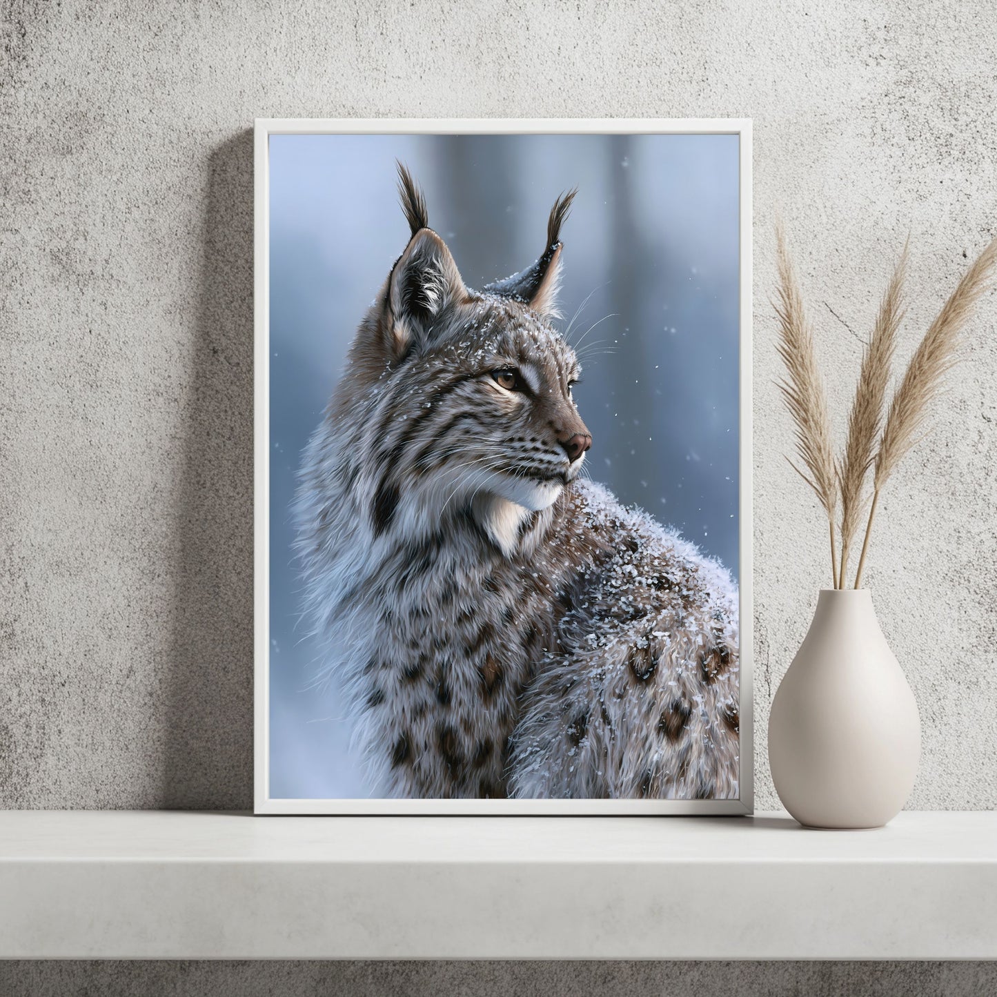 Luchs im Schneelicht Poster – Raumansicht 2