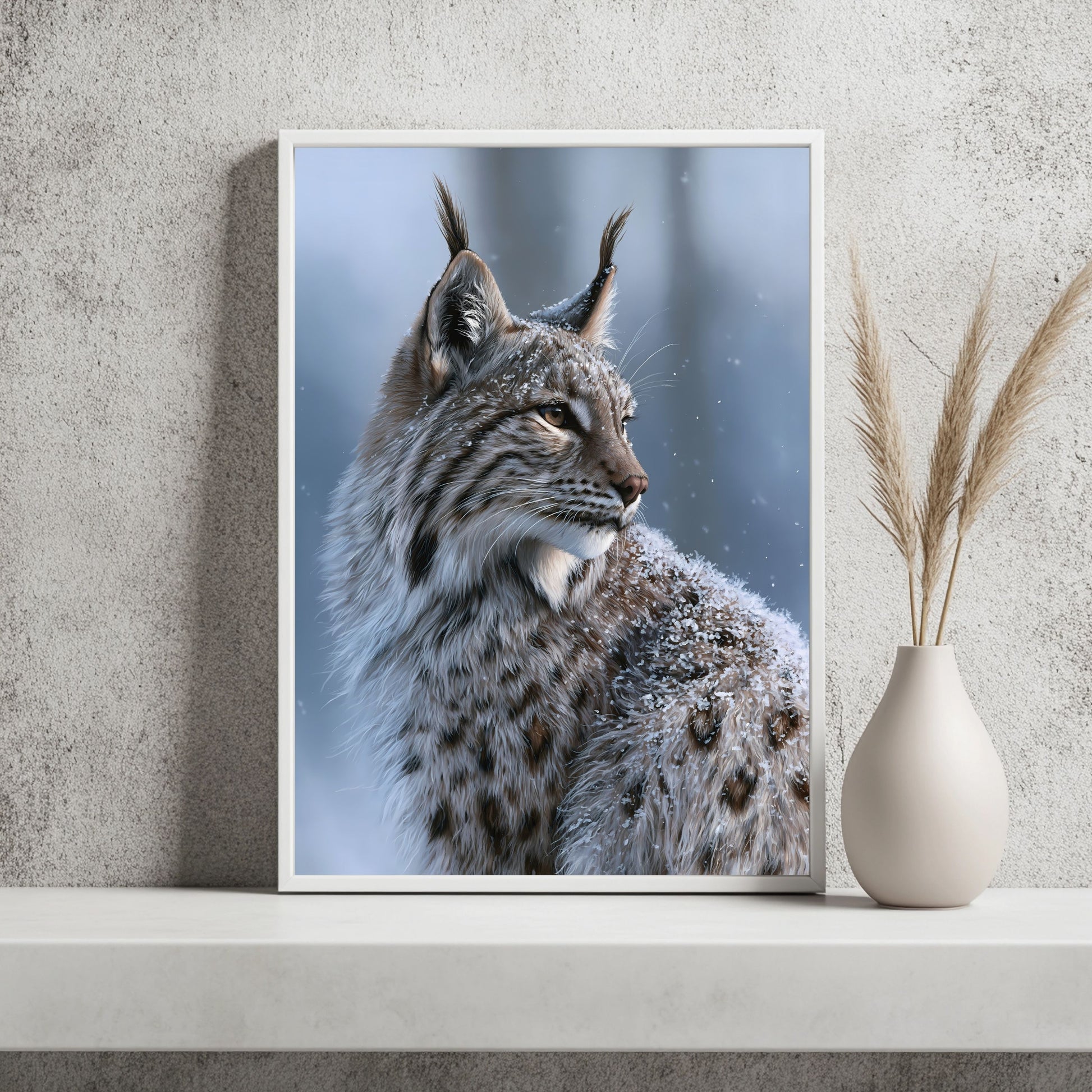 Luchs im Schneelicht Poster – Raumansicht 2