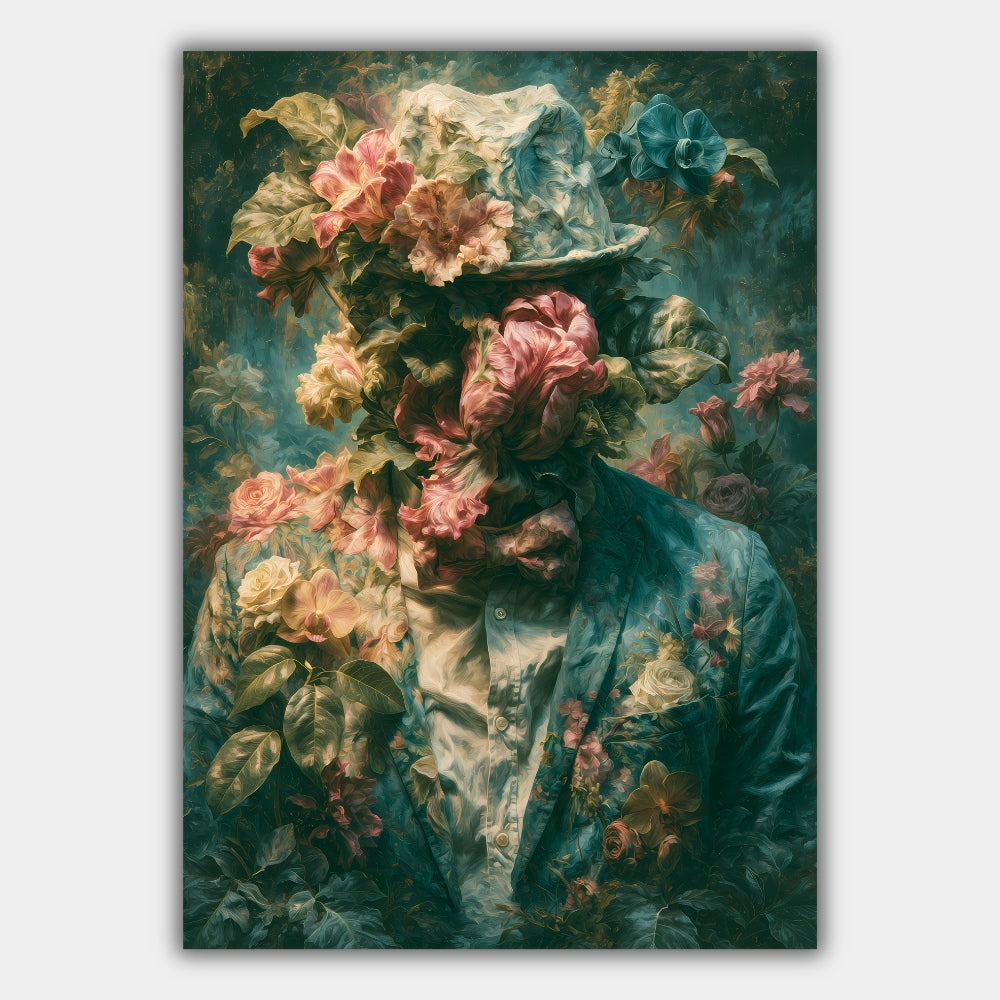 Surreales Portrait Blumen Poster – Produktansicht 1