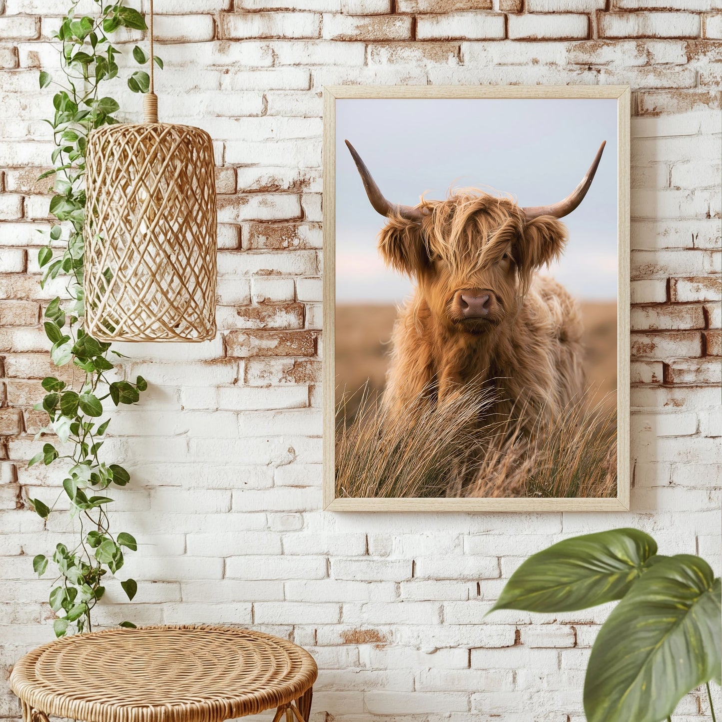 Highland-Rind im Wind Poster – Raumansicht 1
