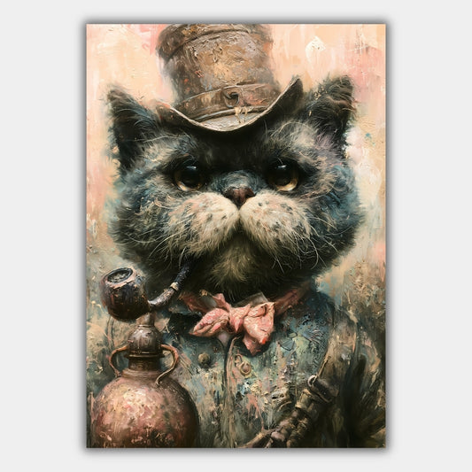 Steampunk Katze Vintage Poster, Dark Academia Wandkunst