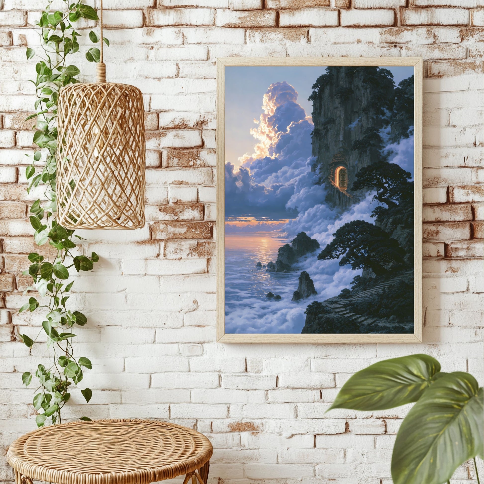 Tür in der Wolkenklippe Poster – Raumansicht 1