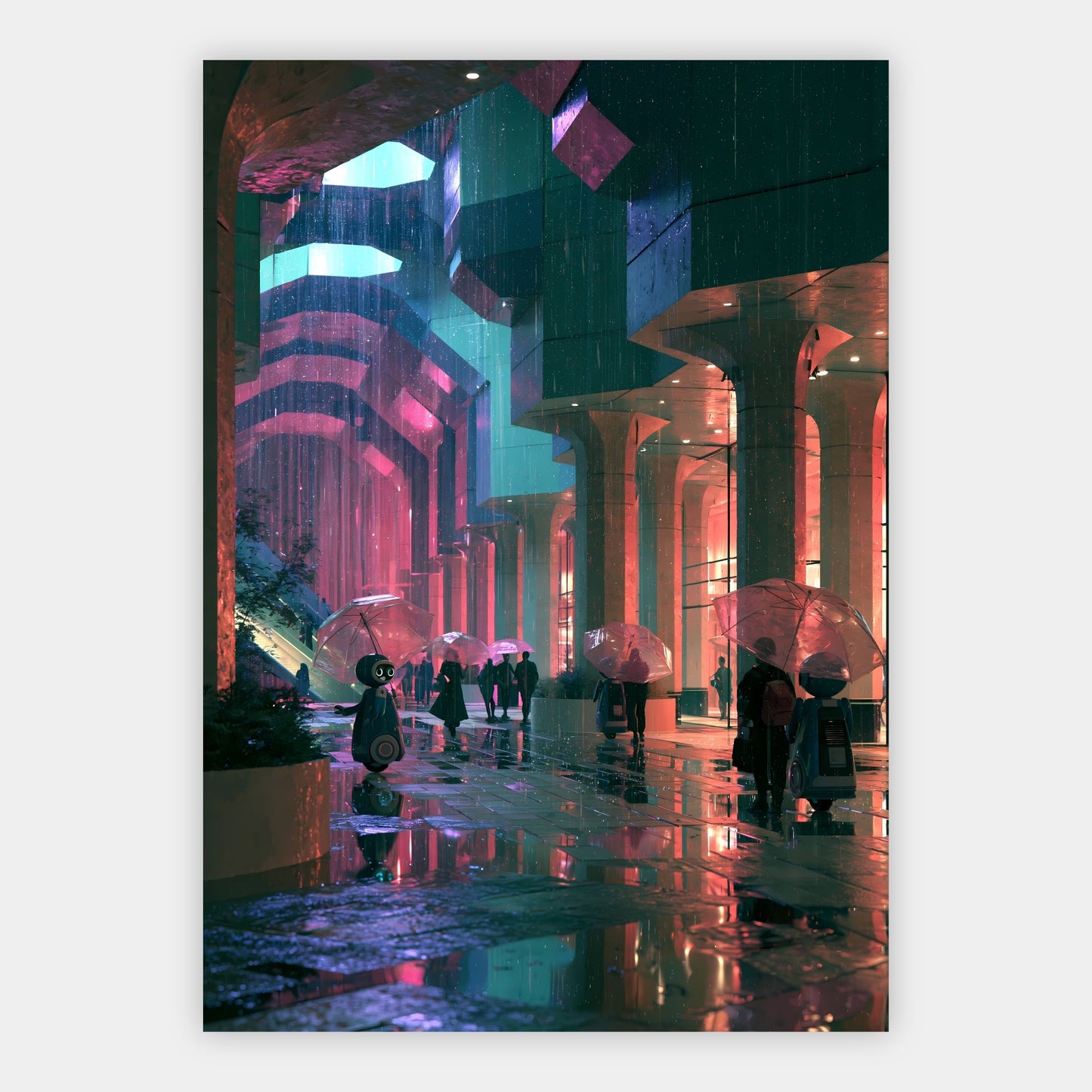 Neonpassage nach dem Regen Poster – Freisteller