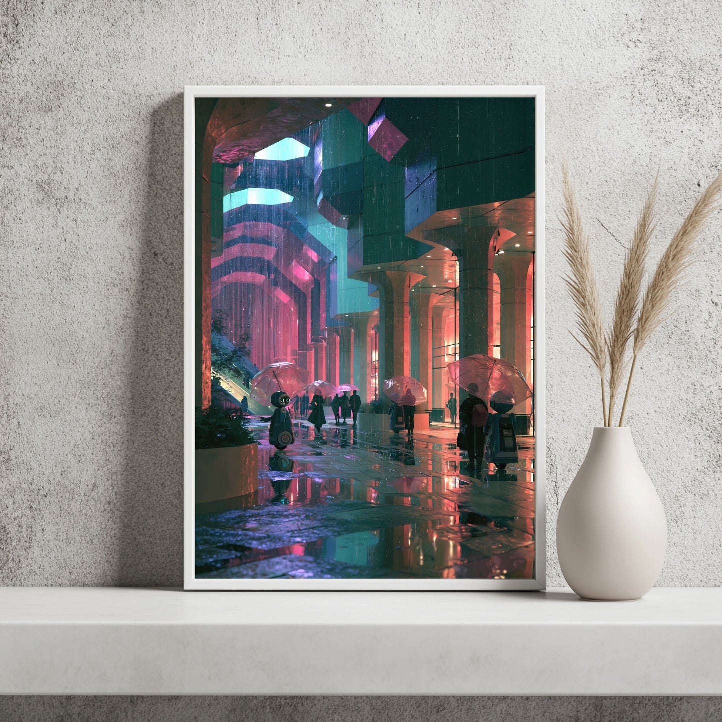 Neonpassage nach dem Regen Poster – Raumansicht 2