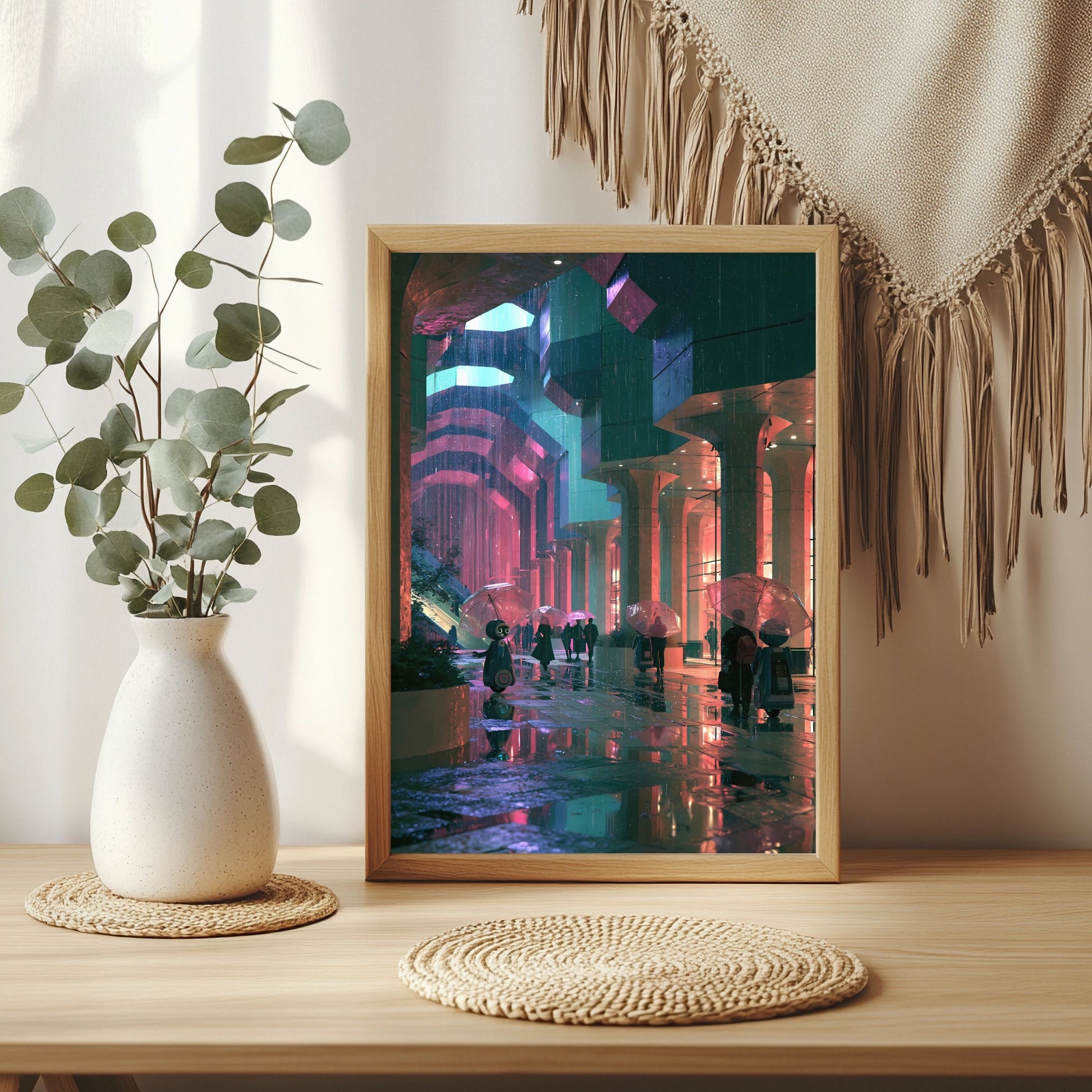 Neonpassage nach dem Regen Poster – Raumansicht 3