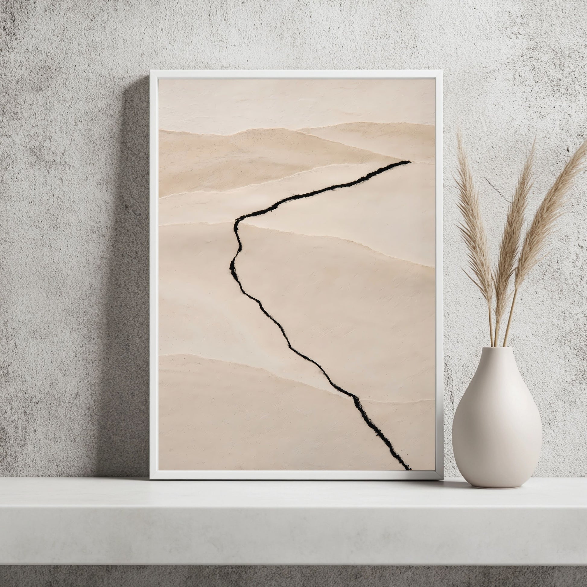Sand und schwarze Linie Poster – Raumansicht 2