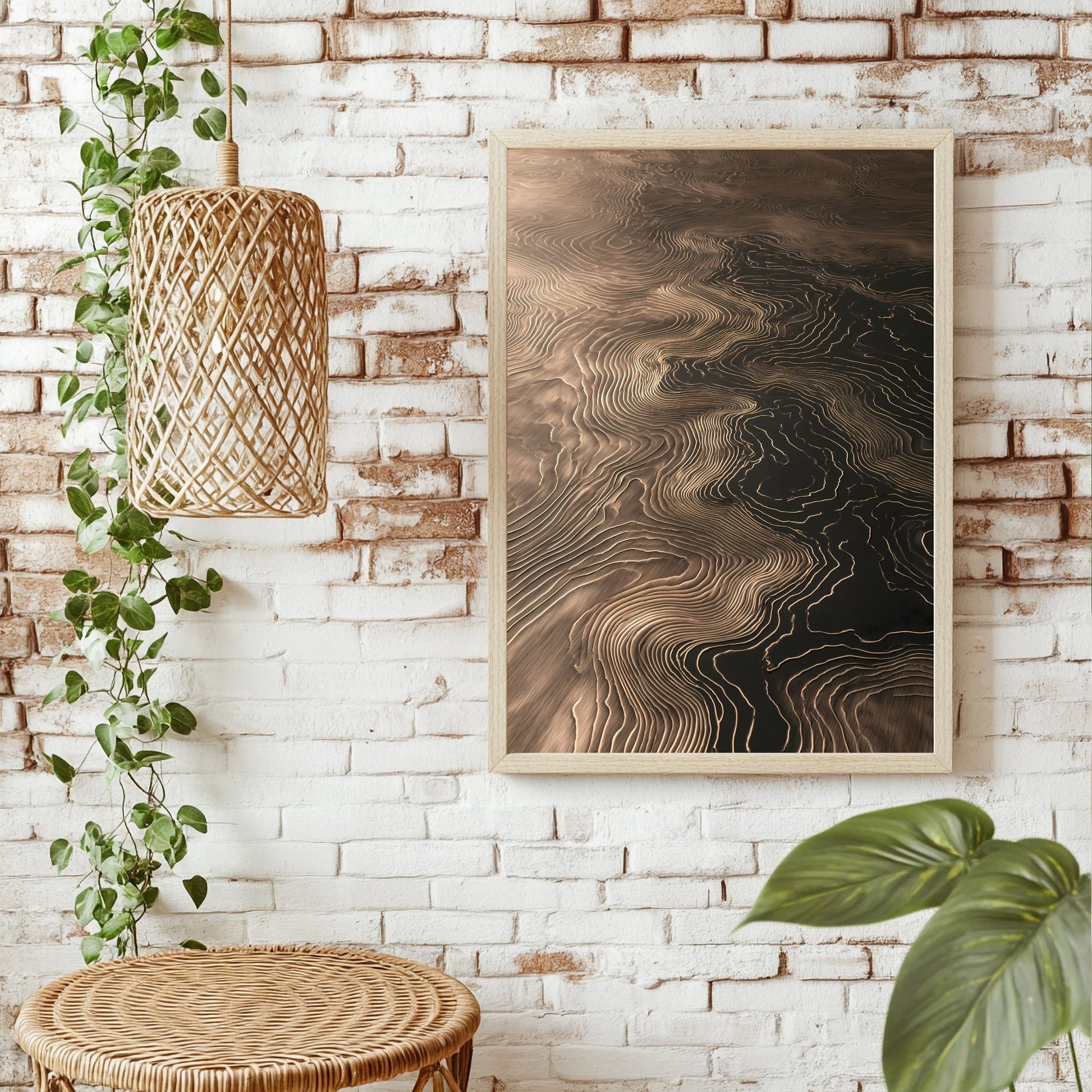 Topografische Metalllinien Poster – Raumansicht 1