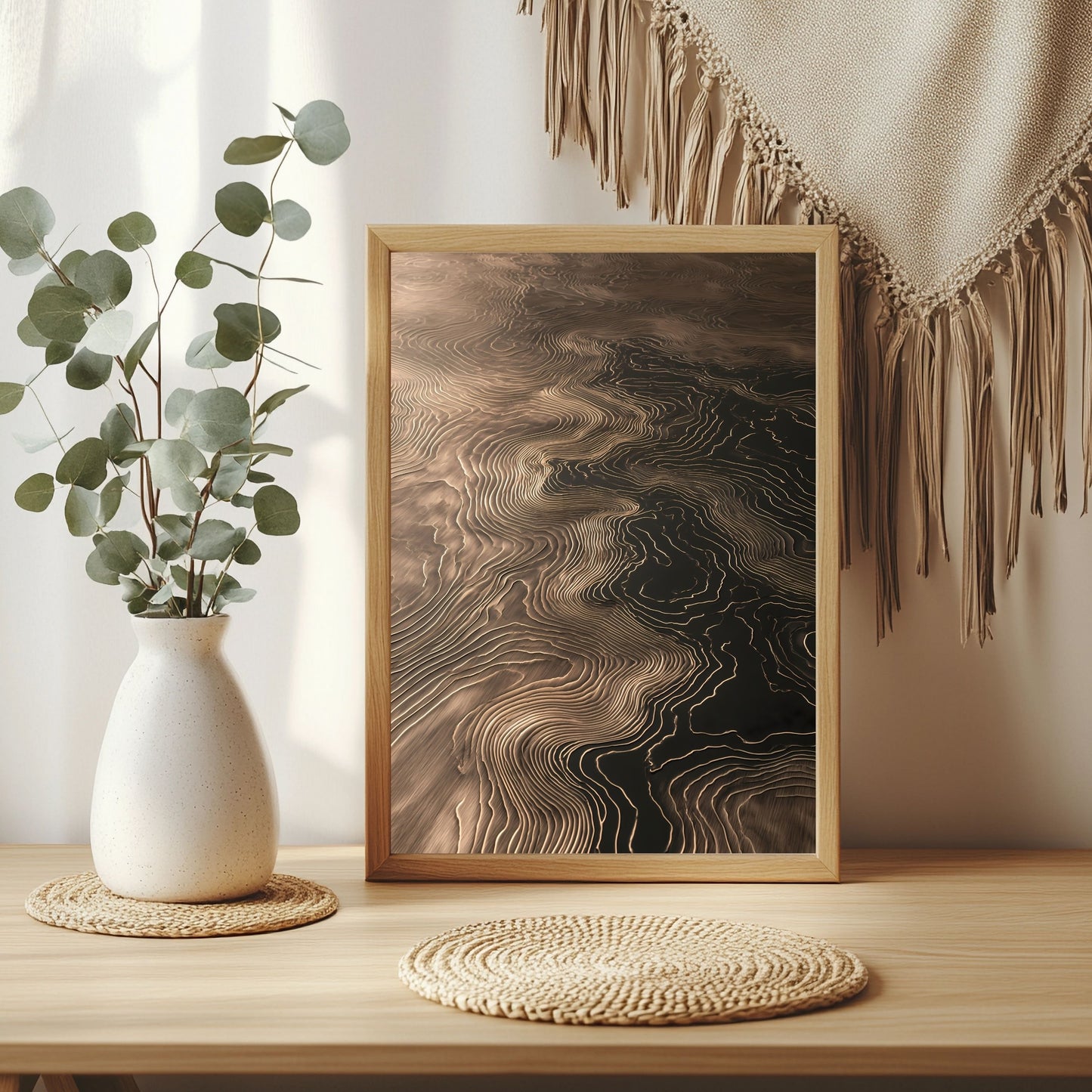 Topografische Metalllinien Poster – Raumansicht 3