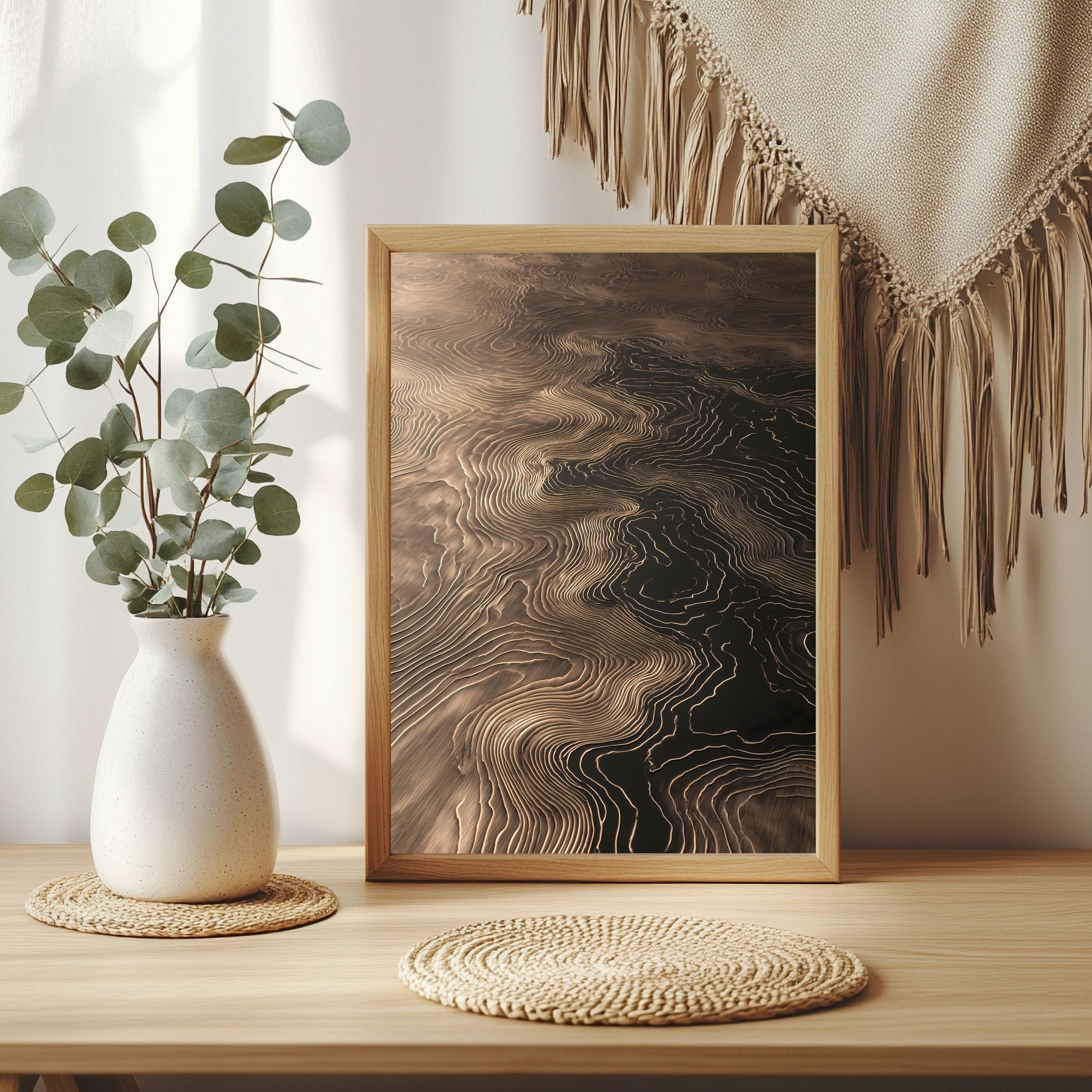 Topografische Metalllinien Poster – Raumansicht 3