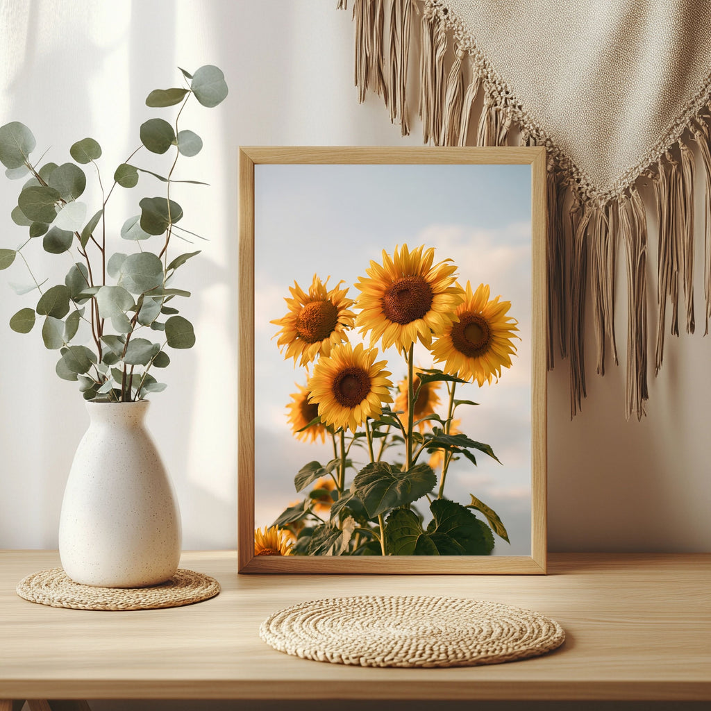 Sonnenblumenfeld modern Poster – Raumansicht 3