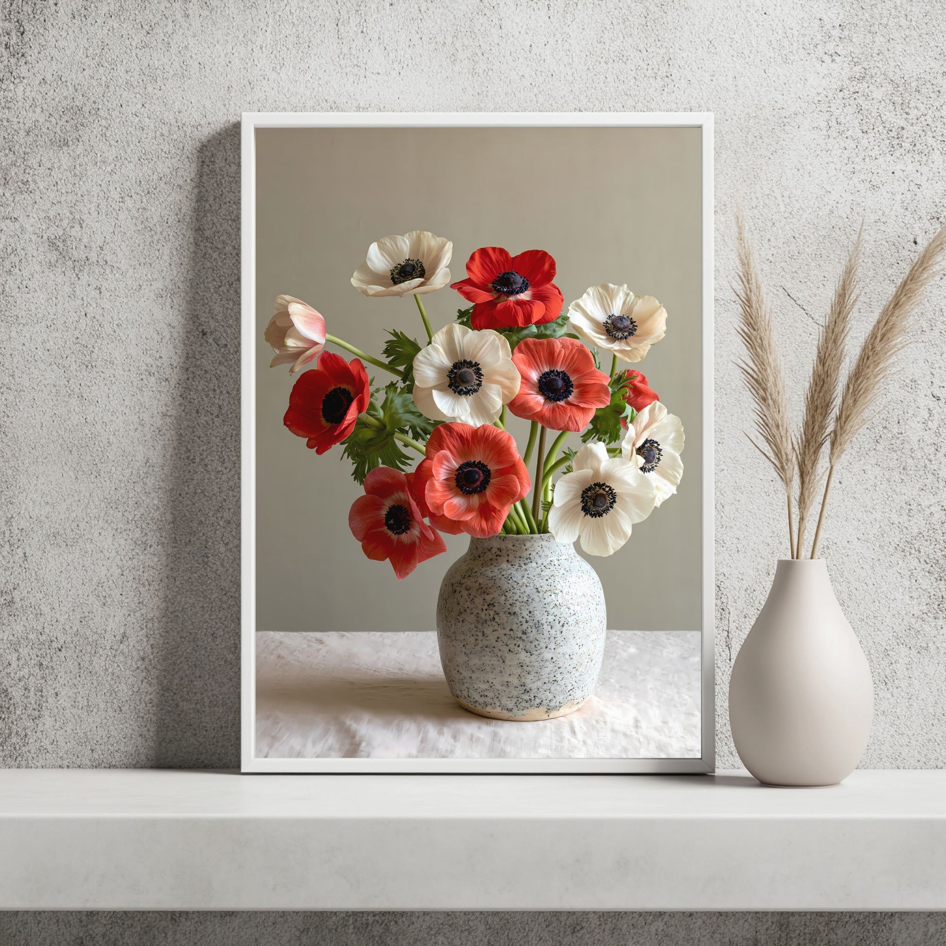 Anemonen in Keramikvase Poster – Raumansicht 2