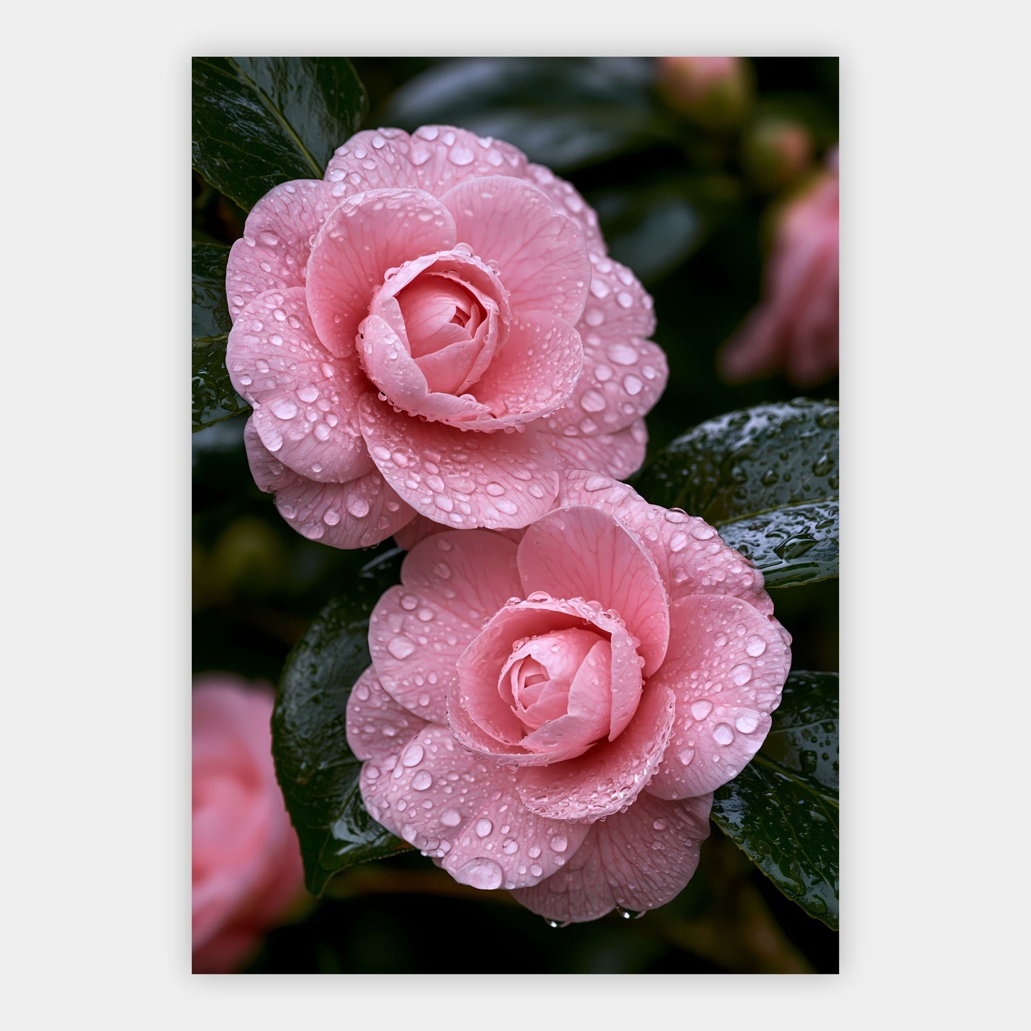 Kamelien im Regen Poster – Freisteller