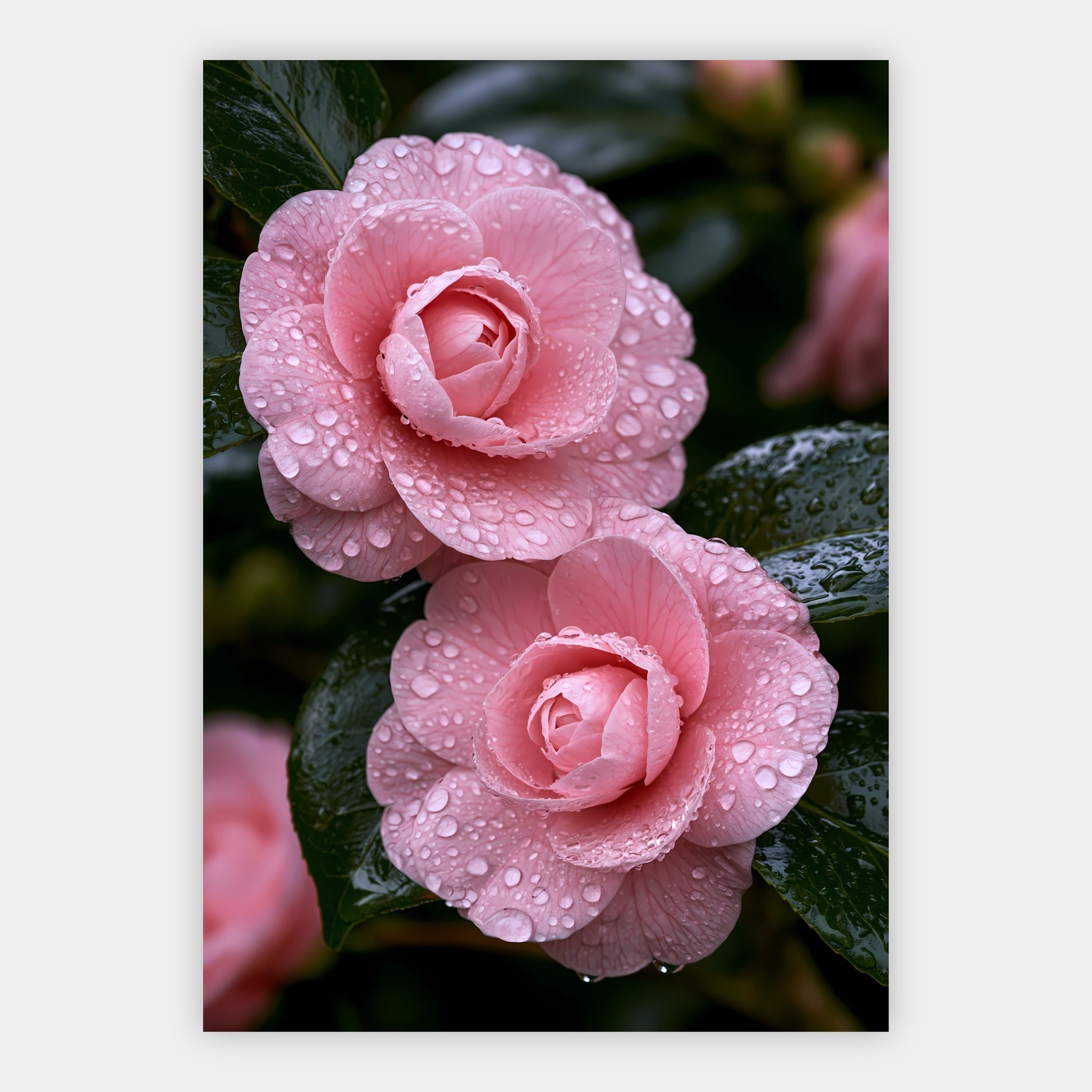 Kamelien im Regen Poster – Freisteller