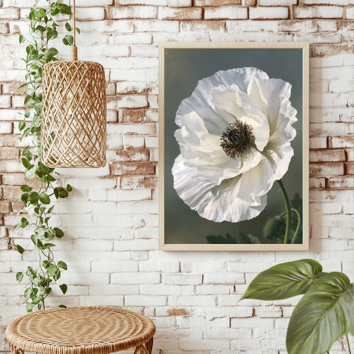 Weiße Mohnblüte Poster – Raumansicht 1