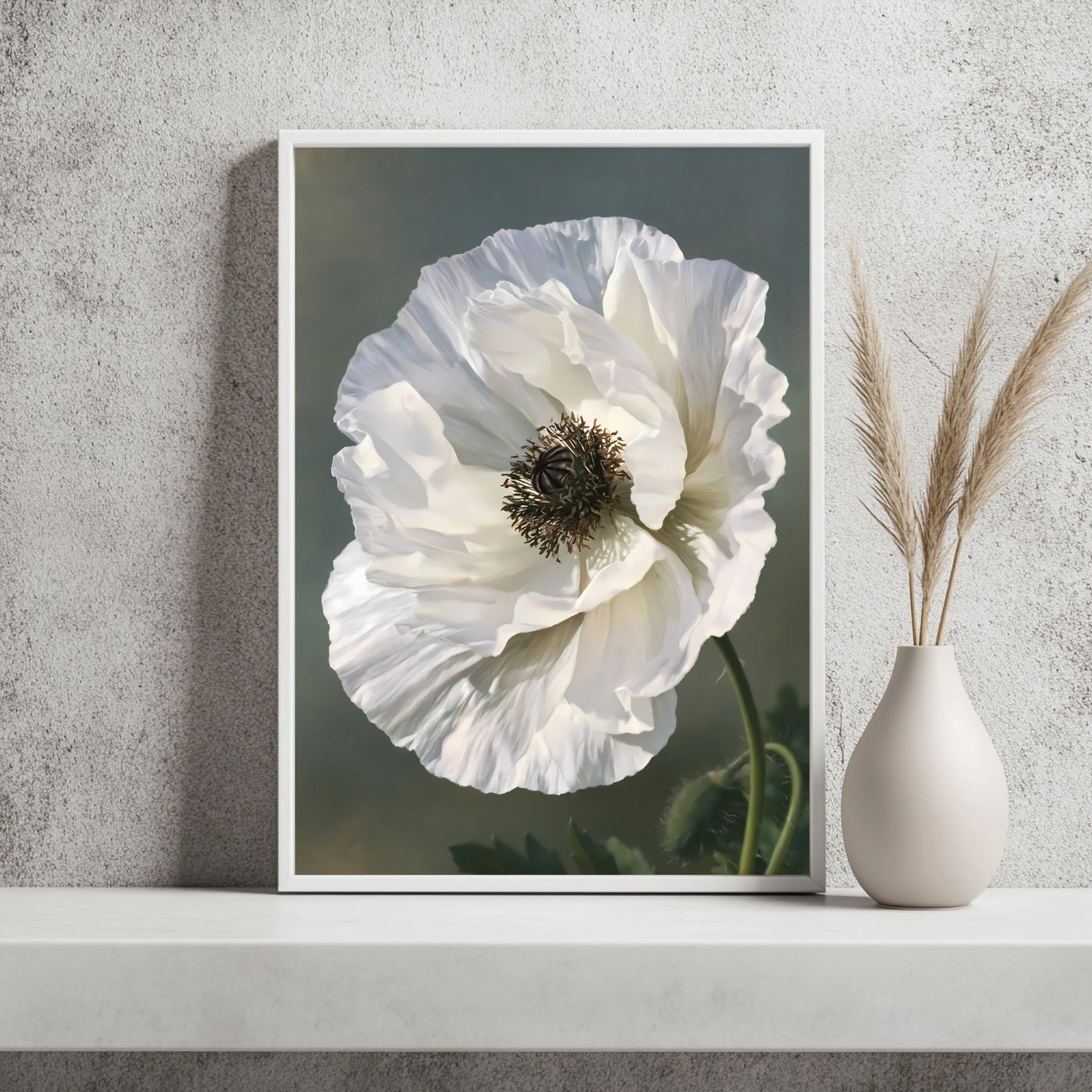 Weiße Mohnblüte Poster – Raumansicht 2