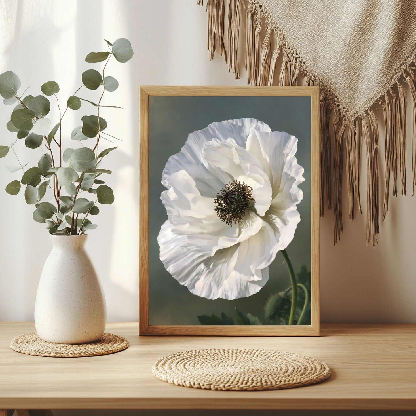 Weiße Mohnblüte Poster – Raumansicht 3